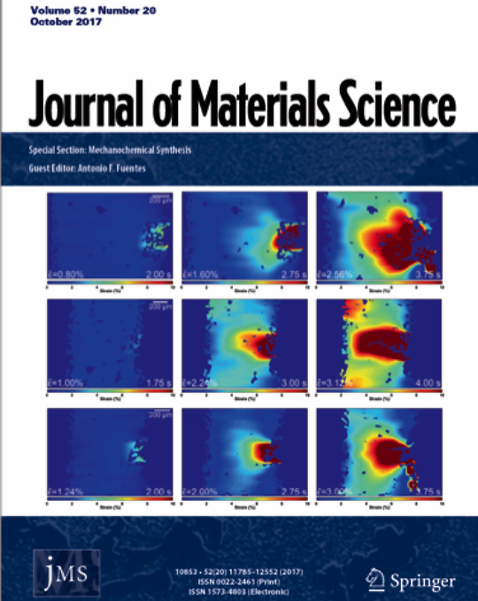 The cover or the Journal of Materials Science highlighted the in-situ x-ray tomographic imaging technique. 