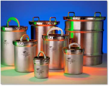 A variety of SAVY containers used for nuclear material storage. 